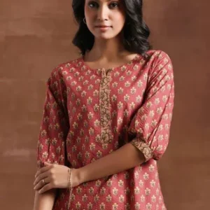 aaghnya floral printed notch neck a line kurta (copy)